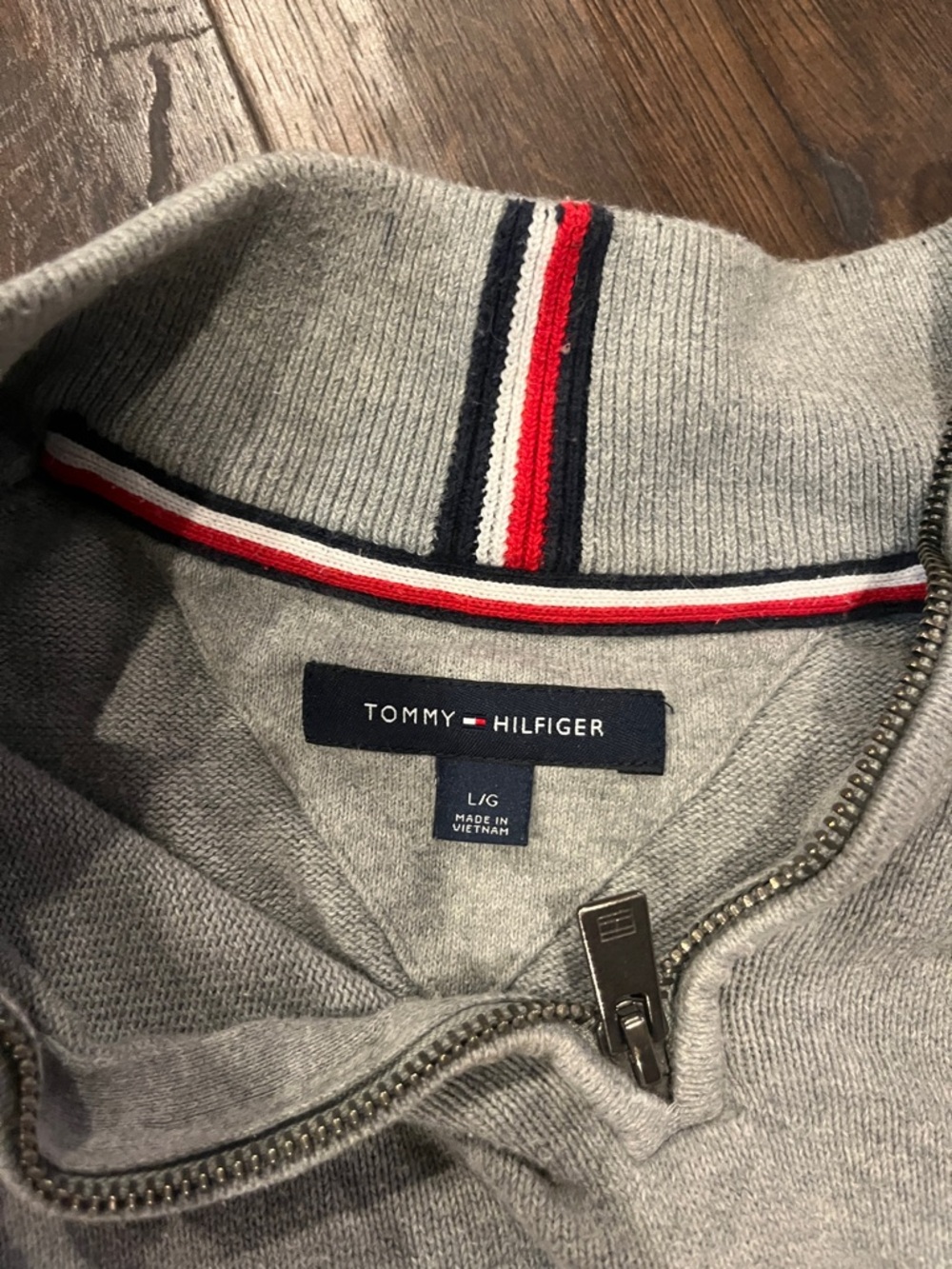 Tommy Hilfiger Light Gray Half-Zip Sweater with Flag Logo - Picture 6 of 11